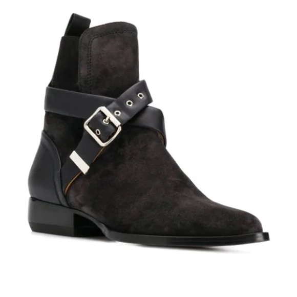 CHLOE - RYLEE BUCKLE-STRAP ANKLE BOOTS IN BLACK & GREY - Picture 5 of 7